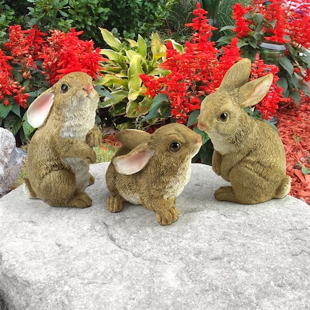 Design Toscano The Bunny Den, Garden Rabbit Statue: Set of Three QM92008